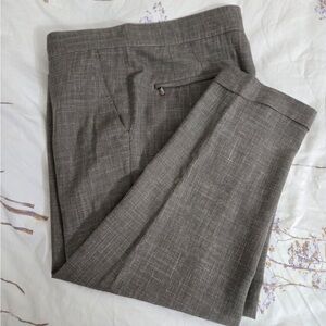 ISAIA Napoli grey/brown Drawstring Trousers Dress Pant wool silk linen 38 52R